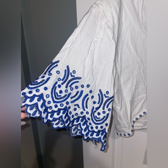 Lovers + Friends White Top with Blue Accents - Picture 6 of 8